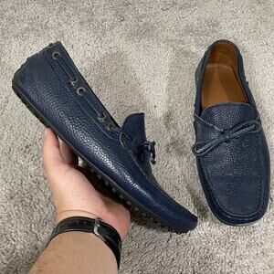 Velasca Milano Scovinatt Navy Tumbled Calf Leather Driving Moccasins Men’s 41